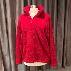 Eddie Bauer Bold Red Teddy 3/4 zip Jacket